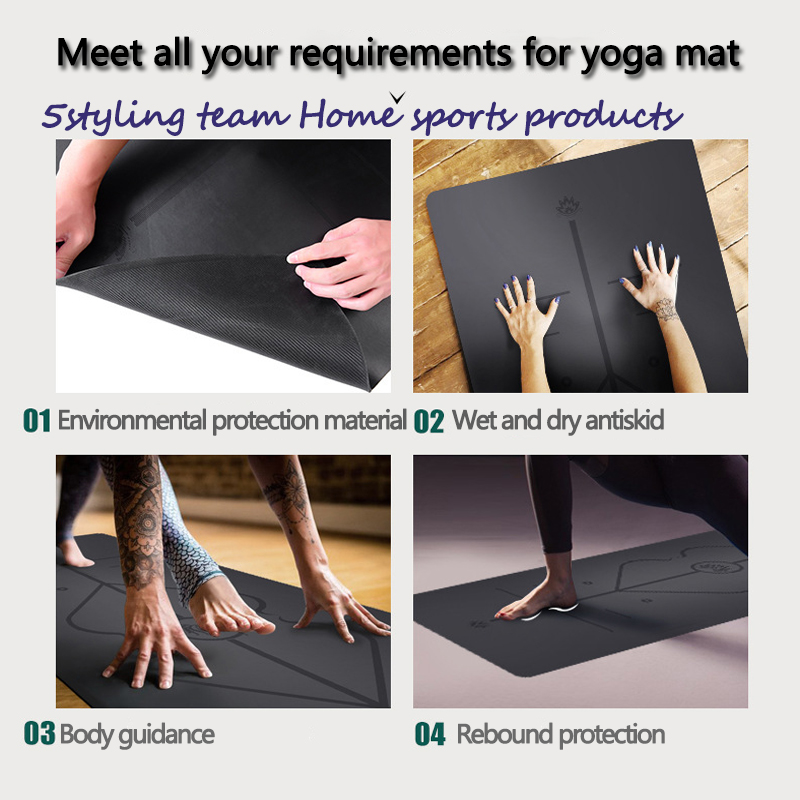 Ligne de position de tapis de yoga en caoutchouc naturel PU, absorption de la sueur et antidérapant, tapis de luxe en terre, tapis de fitness pour hommes et femmes salle de yoga