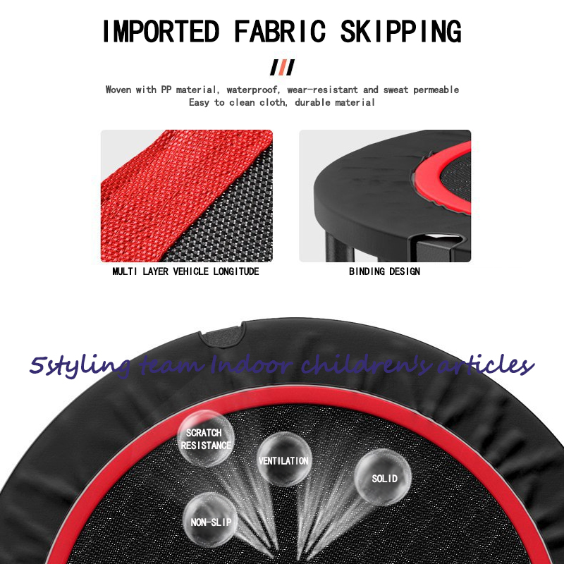Trampoline à corde élastique silencieuse pour enfants, trampoline de fitness pour adultes, intérieur et extérieur, avec main courante